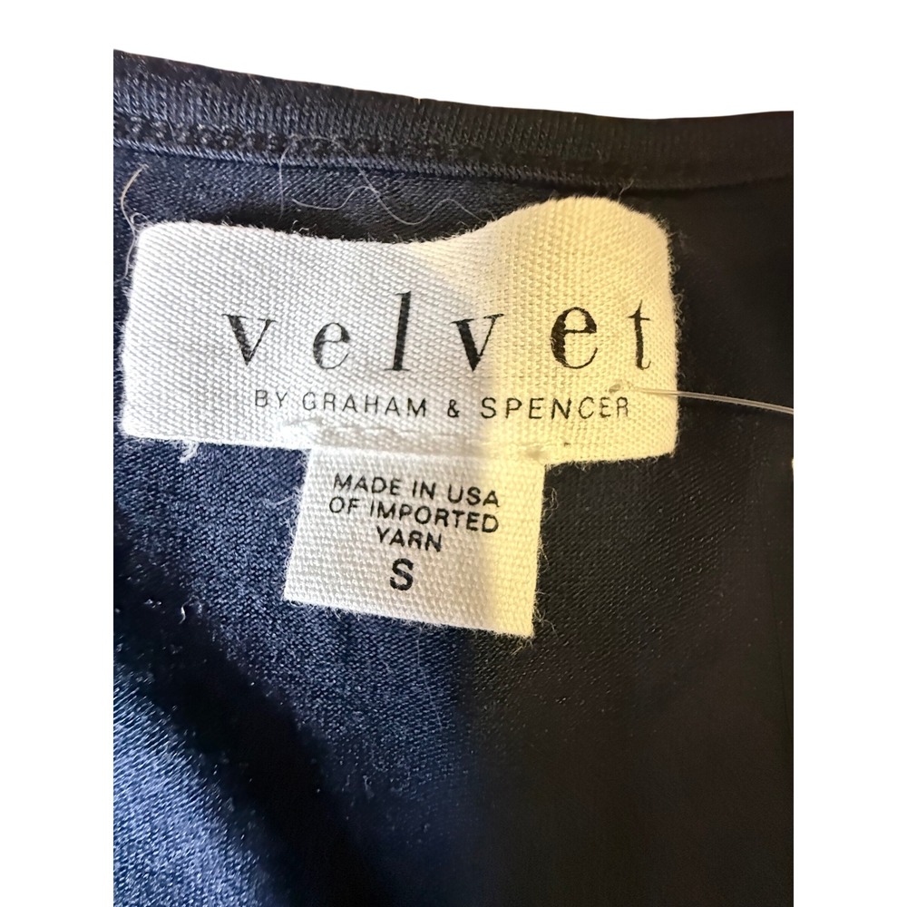 Velvet by Graham Spencer Andie V Neck Cut Out Tee Black Knit Top - S-830 - Picture 2 of 6
